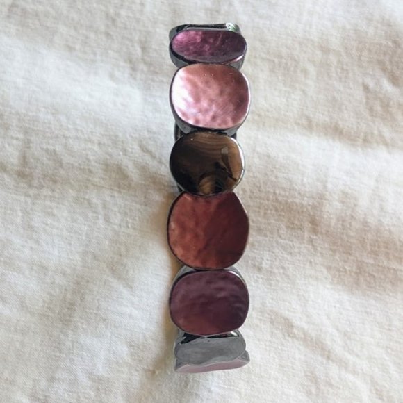 Pink Enamel and Silver-Tone Bracelet - Picture 2 of 4